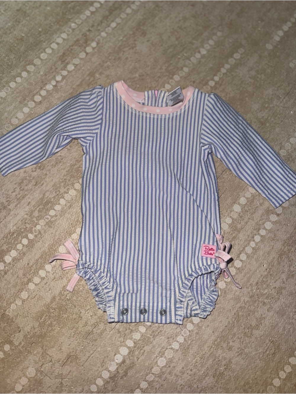 Baby Banz Pink & Blue Stripe Long-Sleeve‎ Baby Swim Onesie